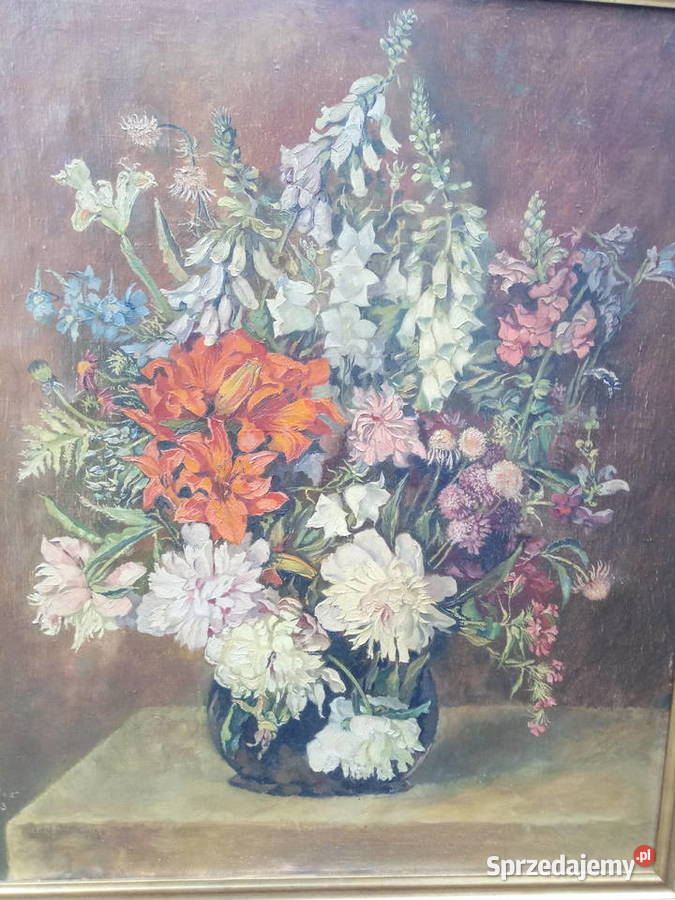 przedwojenny obraz olejny na płótnie 1943 r Piotrówek