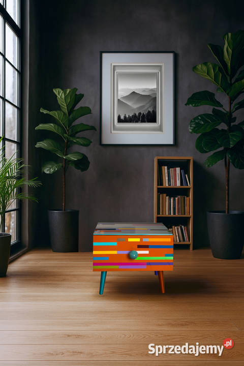 Szafka nocna multicolor zdobiona ręcznie Wesoła