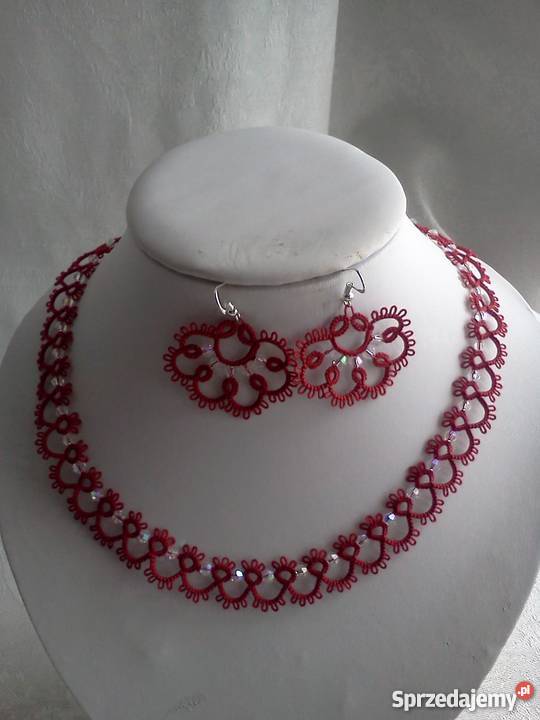 Komplet biżuterii frywolitkowej małopolskie Wiśniowa
