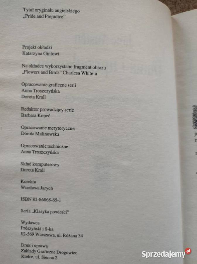 Duma i uprzedzenie Jane Austen z serii Klasyka świętokrzyskie