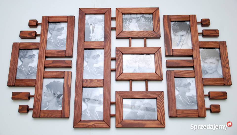 drewniana Galeria ścienna ramki na 12 zdjęć