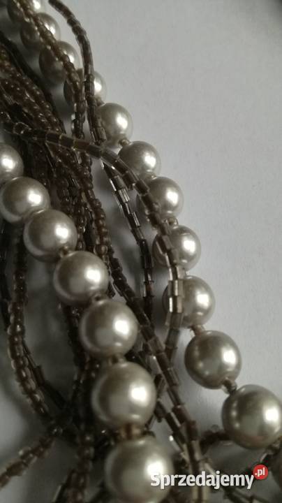 Naszyjnik z popielatych perełek koralików małopolskie
