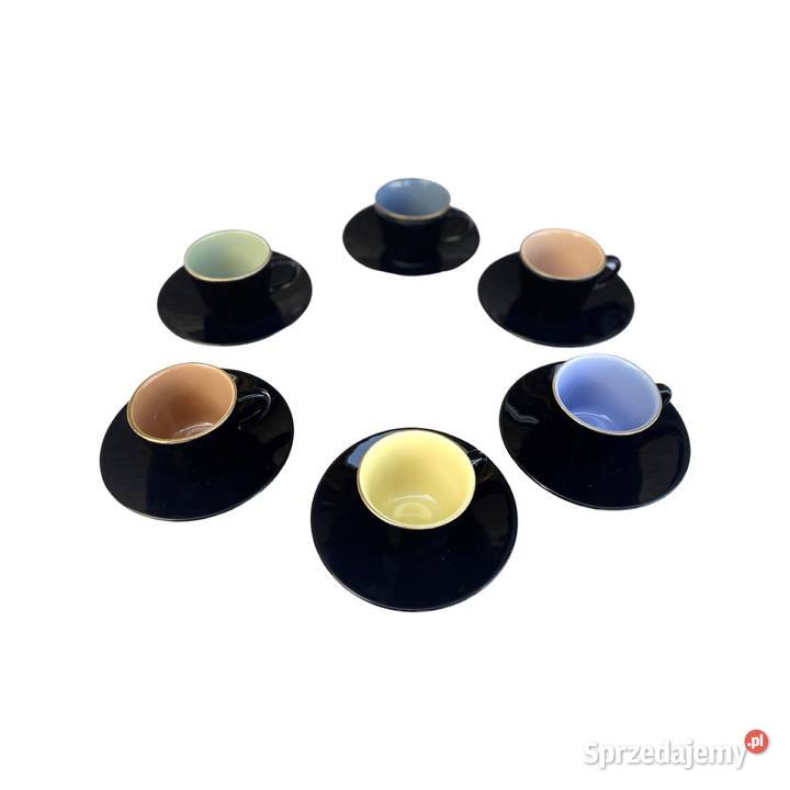 Komplet sześciu kolorowych filiżanek Ditmar Warszawa