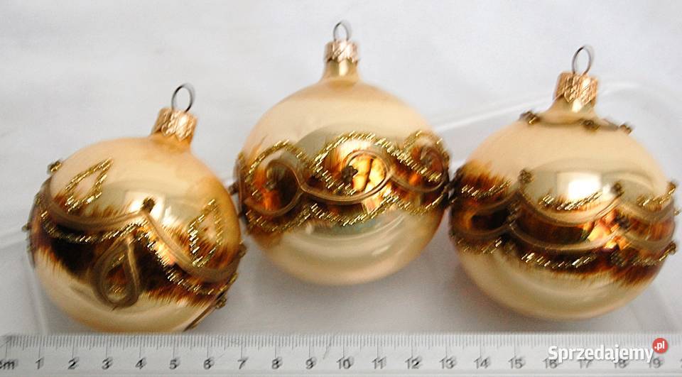Bombki szklane ręcznie malowane złotobrązowe Lublin