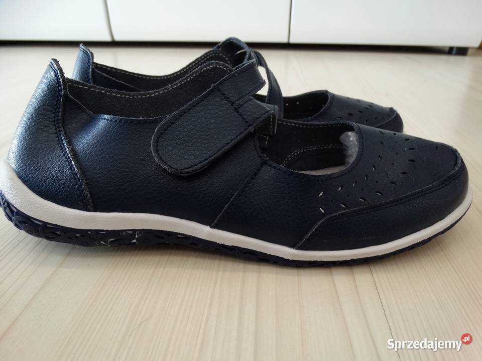 Buty Skórzane Naturalna Skóra Granatowe podlaskie