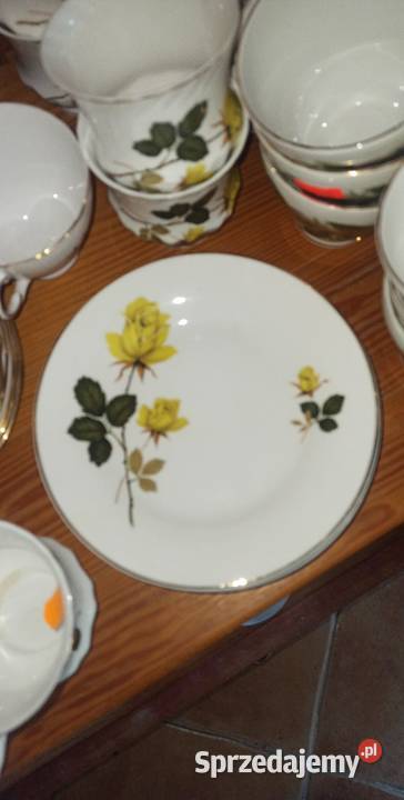 Filiżanka z talerzykiem z żółtą różą Syg English Gdańsk