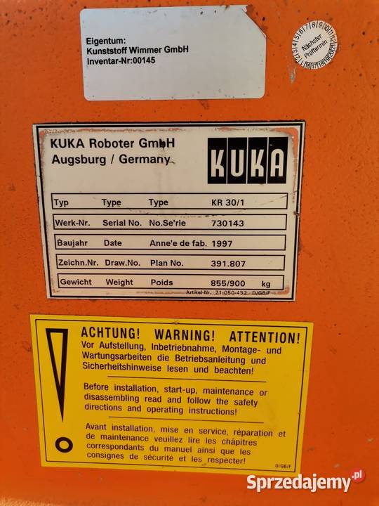 Robot przemysłowy KUKA KR30 szafa KRC1 panel Gorzów Wielkopolski