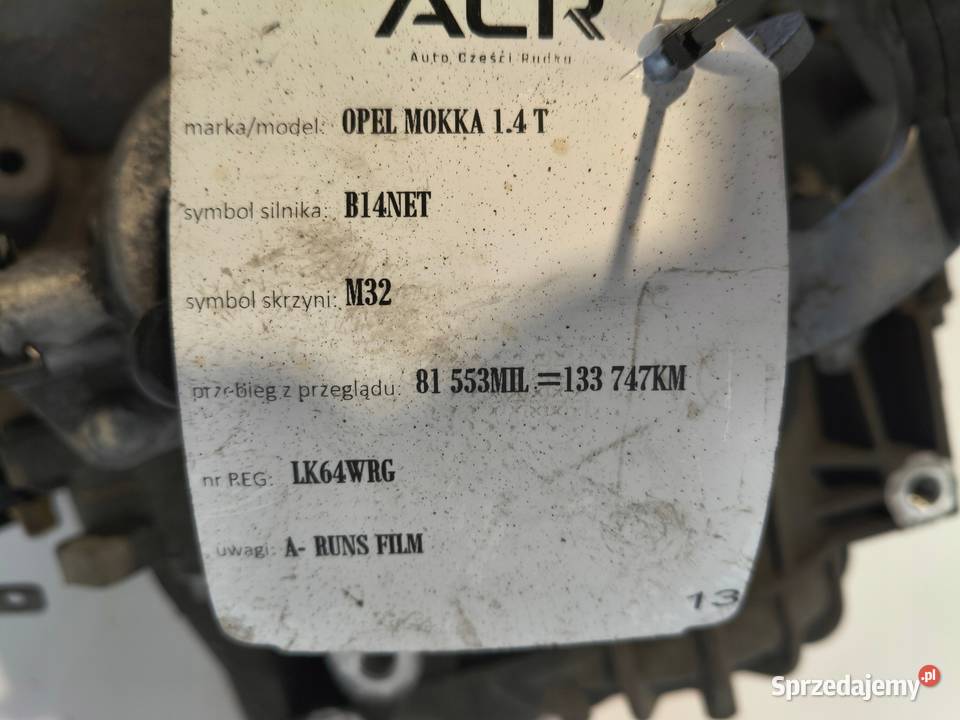 SKRZYNIA BIEGÓW Opel Mokka A 14 T turbo MANUALNA lubelskie