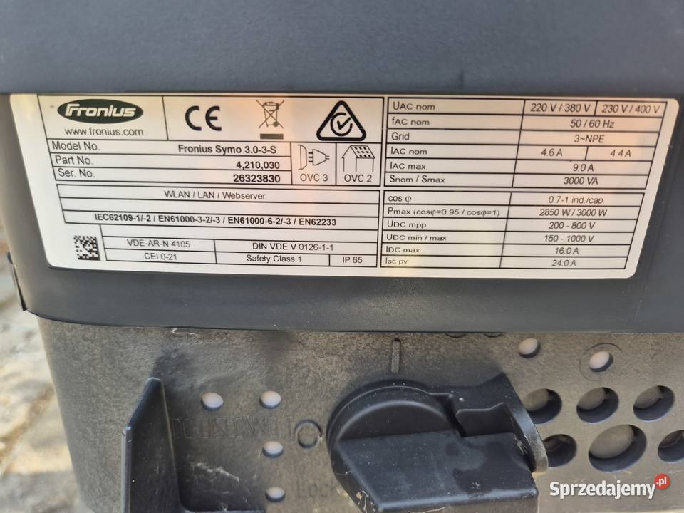 Falownik fotowoltaiczny Fronius Symo 303S 3 kW dolnośląskie Uciechów sprzedam