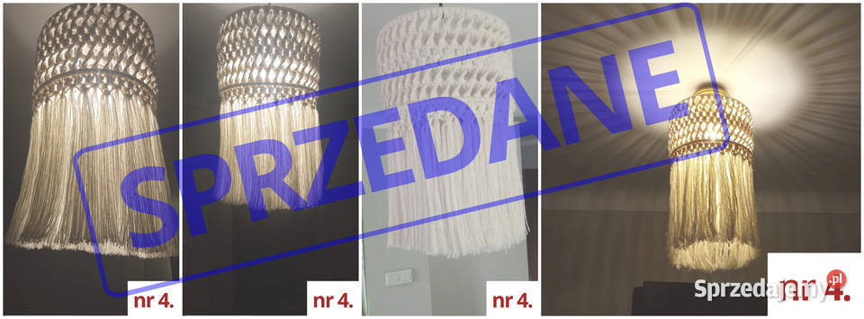 Abażur klosz z makramy makrama boho własnoręczne biały Siedlce