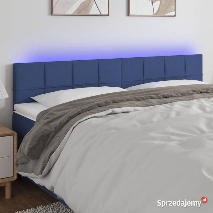 Zagłówek do łóżka z LED niebieski 180x5x7888 Łóżka i materace Warszawa sprzedam