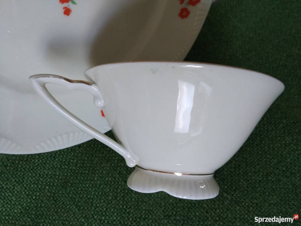 Filiżanka talerzyk deserowy sygnowana porcelana Ropa