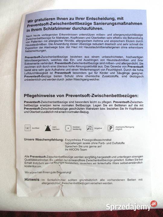 Pokrowiec na materac antyalergiczny 140 x 200 x