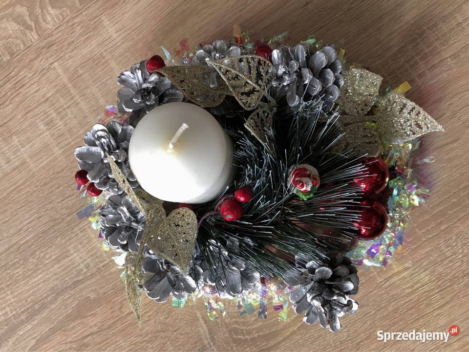 Stroik świąteczny na stół z Mikołajem Boże Narodzenie Kłodawa