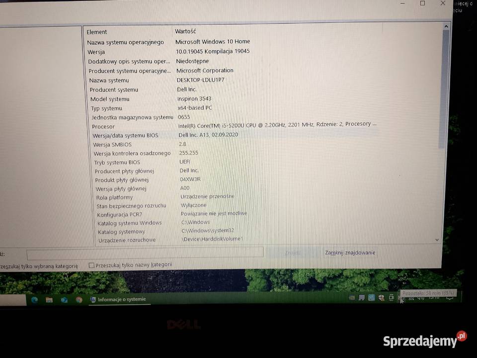 Laptop Dell Inspiron 3543 I5 SSD Nvidia GeForce Rymanów sprzedam