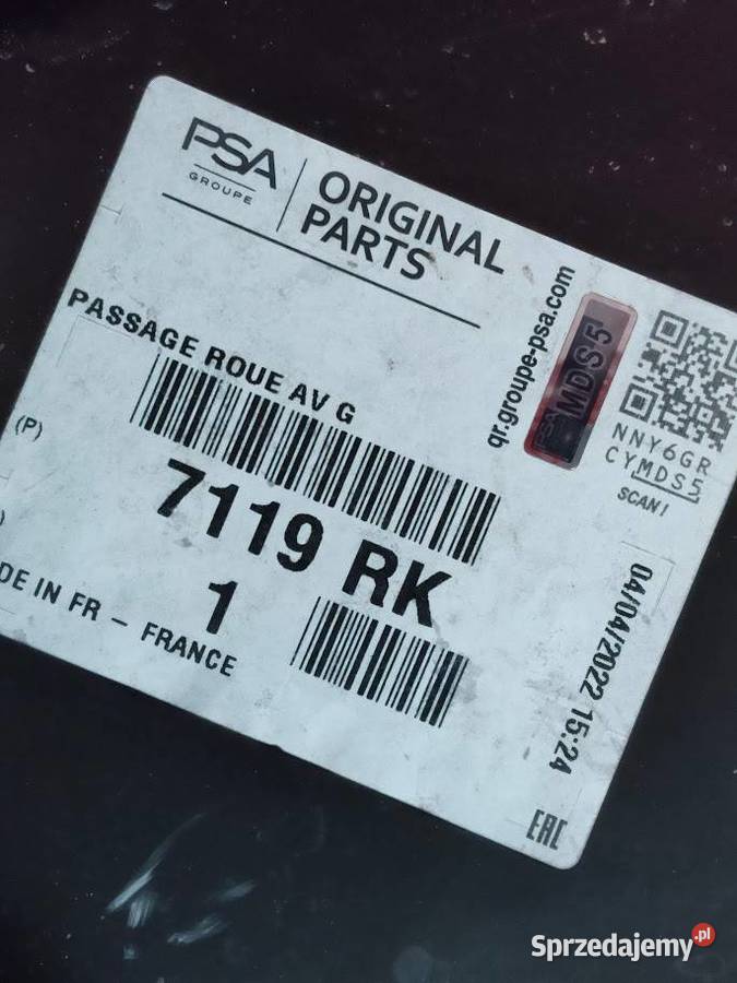 Fartuch Ćwiartka Nadkole Lewe Peugeot 508 I