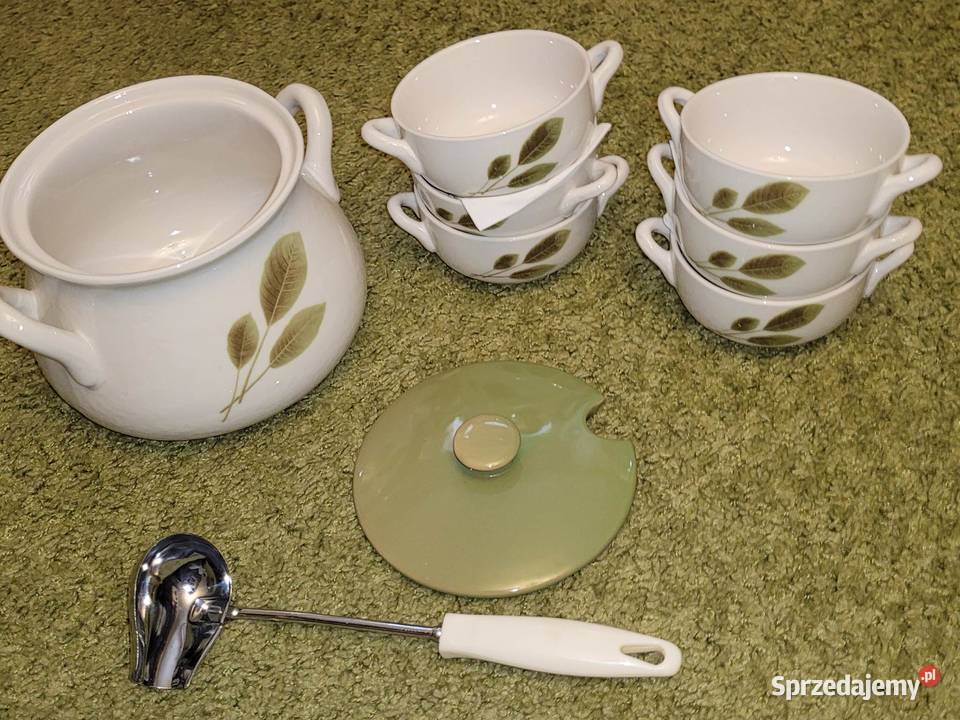 Piękny komplet ceramiki waza bulionówki inny kolor