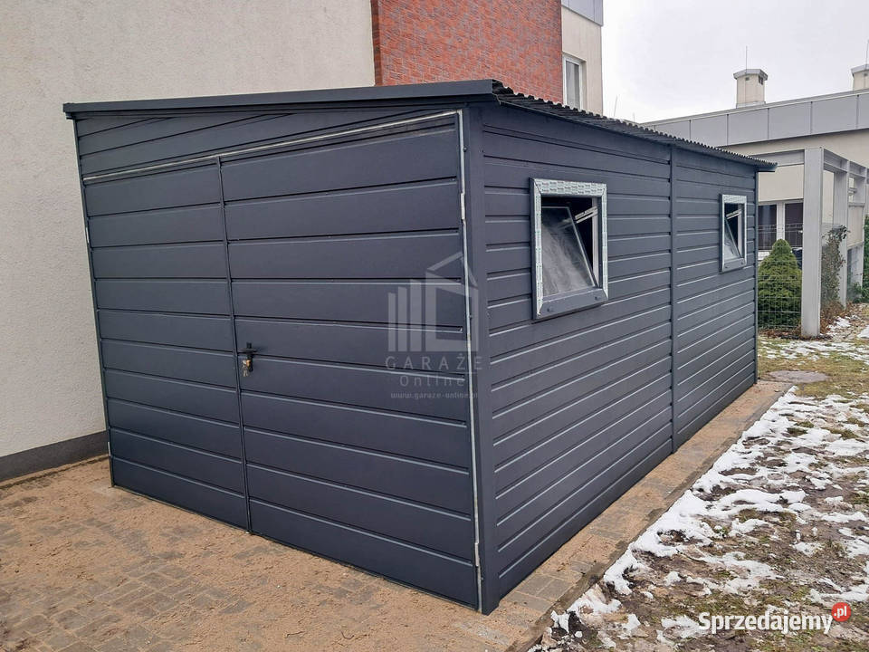 Garaż blaszany 3x6m brama dwuskrzydłowa 2x okno Chodzież