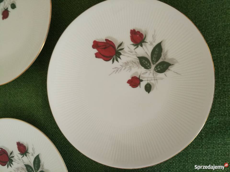 Talerze deserowe porcelana Mitterteich czerwona sprzedam