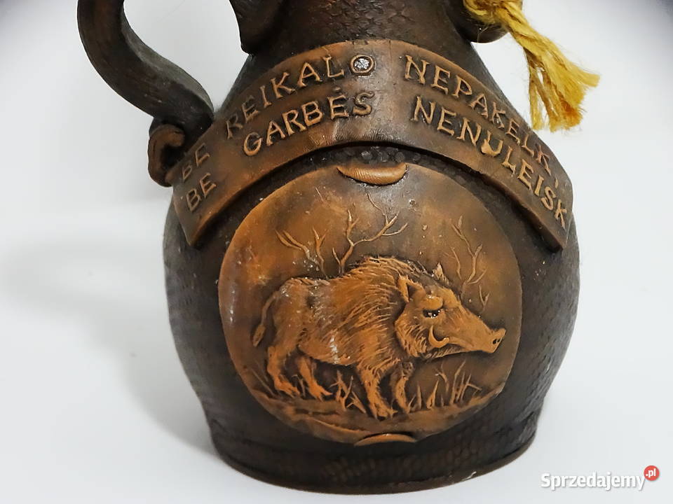Myśliwski dzbanek ceramiczny dekoracyjny motyw