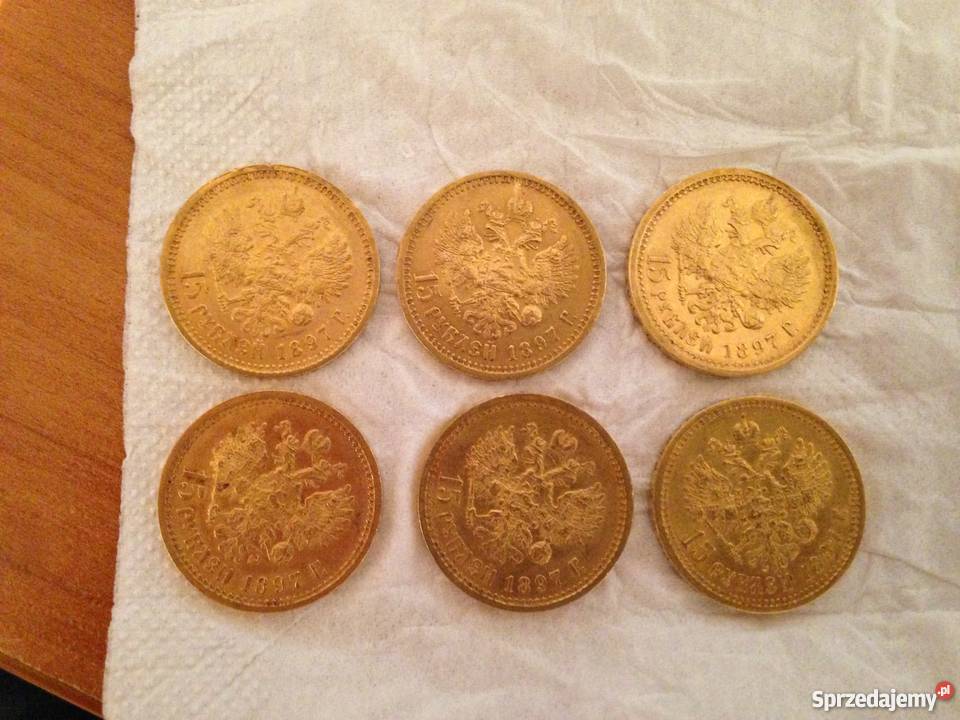 Złote monety 15 rubli Łódź