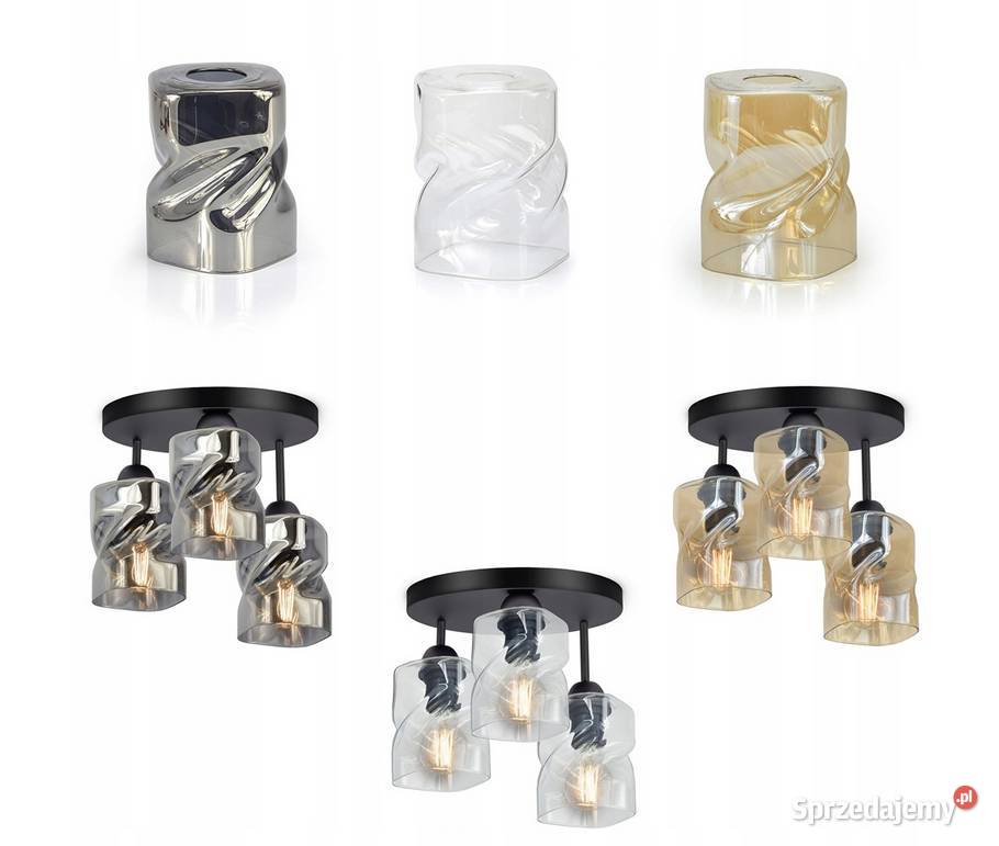 Szklana Lampa Wisząca Sufitowa Żyrandol potrójna Choroszcz