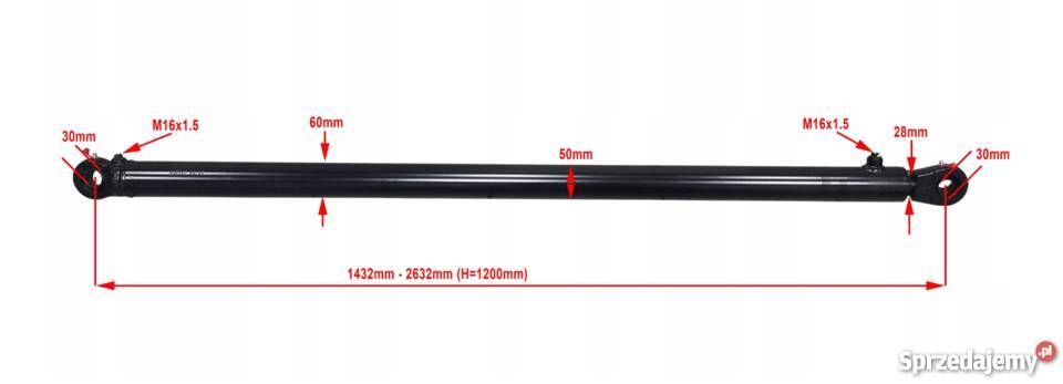 Siłownik Hydrauliczny 50x28 Skok 1200 Mocowania Solec Kujawski
