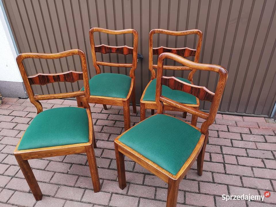 Krzesła ARTDECO Orzech Stare Antyk Komplet 4 wielkopolskie Swarzędz