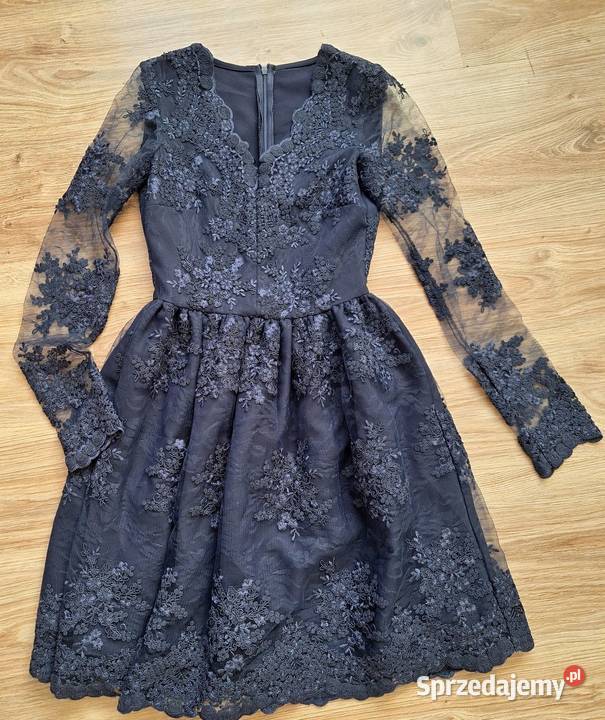 Piękna elegancka koronkowa granatowa sukienka z Kraków sprzedam
