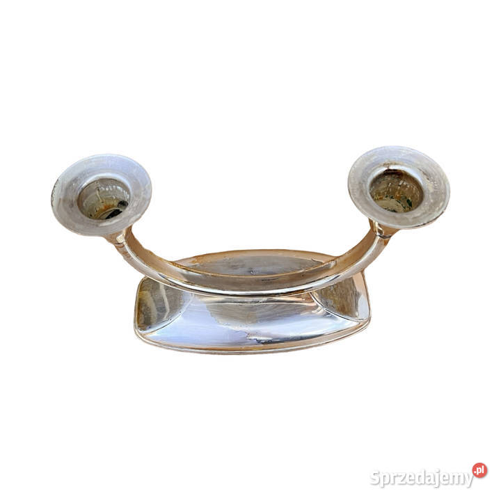 Dwuramienny świecznik platerowany posrebrzany