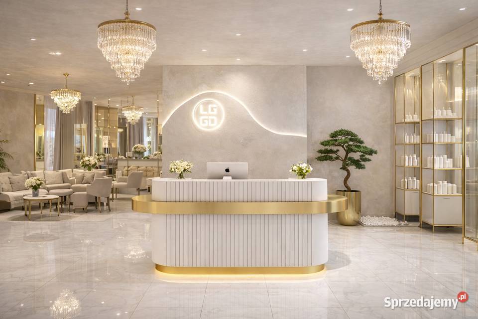 Biała złota recepcja lada do gabinetu salonu małopolskie Nowy Sącz