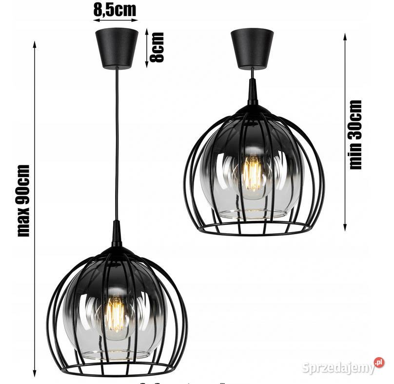 LAMPA WISZĄCA SUFITOWA szklana KULA LOFT Czarna Choroszcz