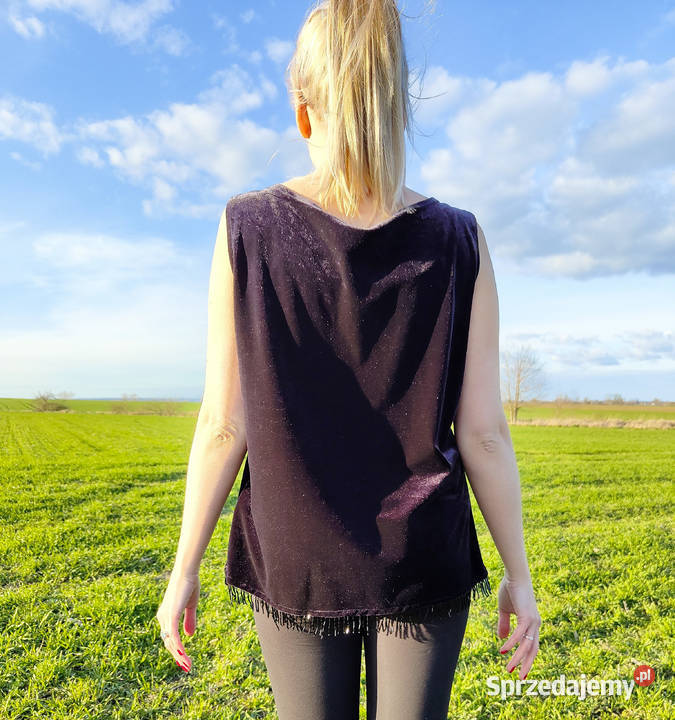 Vintage top Satsuma of London bluzka welurowa niebieski zachodniopomorskie