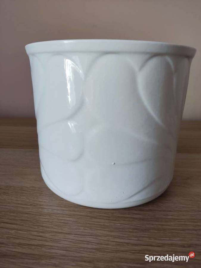 Doniczka donica osłonka ceramiczna biała fi 14 Głuchołazy