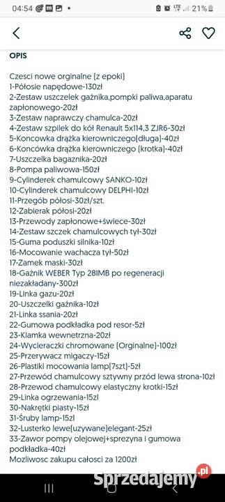 Fiat 126p NOWE czesci Sławica