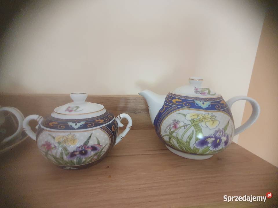 Porcelana Ręcznie Malowana Irysy Kwiaty Japoński Warszawa