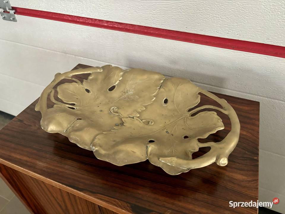 Stara mosiężna patera liść Wrocław