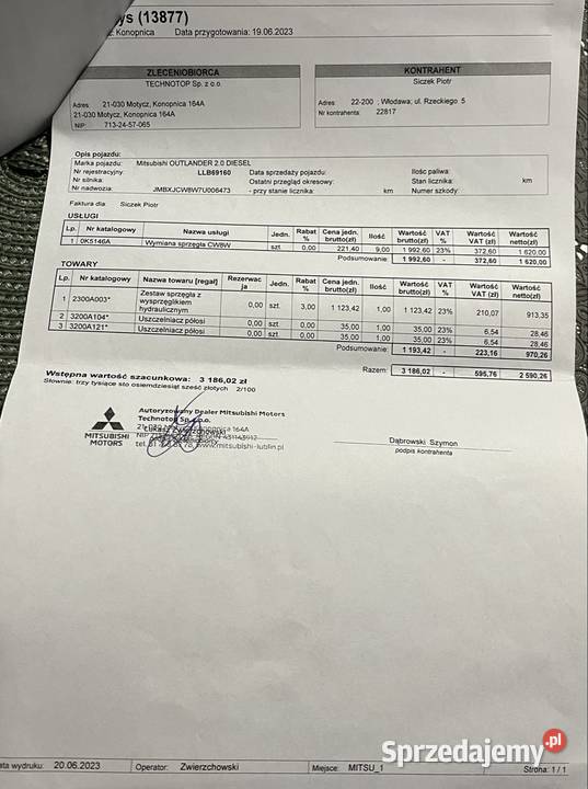 Mitsubishi Outlander 2 nieuszkodzony Lublin