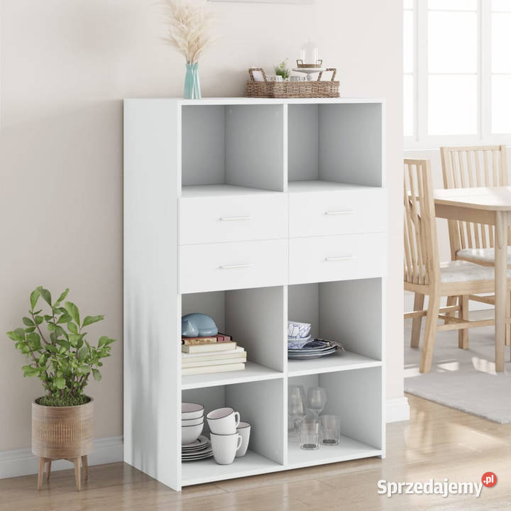Wysoka szafka biała 80x425x124 materiał mazowieckie