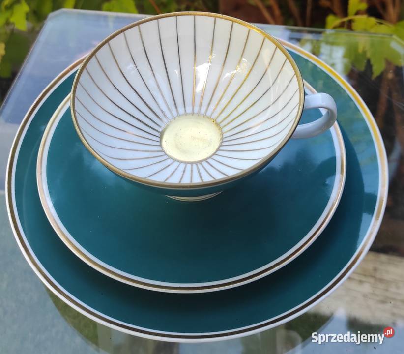 NIEZWYKLEJ URODY KOLEKCJONERSKIE TRIO SYGNOWANE Porcelana i szkło Pabianice sprzedam