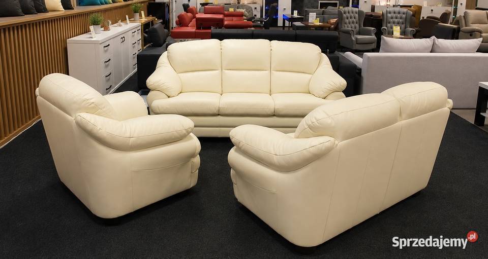 Komplet SARA 321 SKÓRA NATURALNA Kolor ECRU Olesno