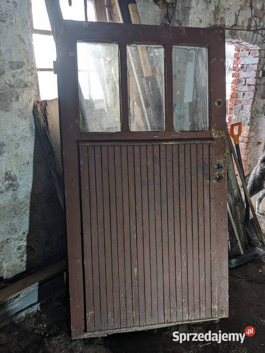 Stare drewniane drzwi do renowacji Drzwi zewnętrzne zachodniopomorskie Żydowo