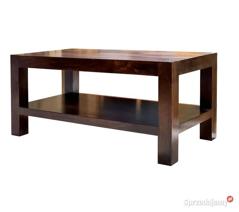 Brązowy drewniany stolik ława kawowa 120x60 cm