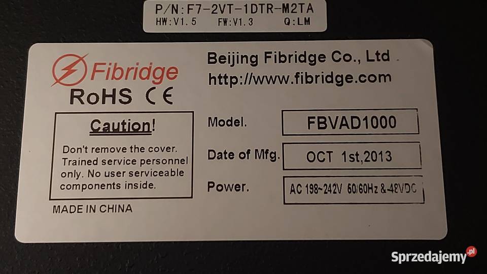 Konwerter światłowodowy FBVAD1000 F72VT1DTRM2TA Wrocław sprzedam
