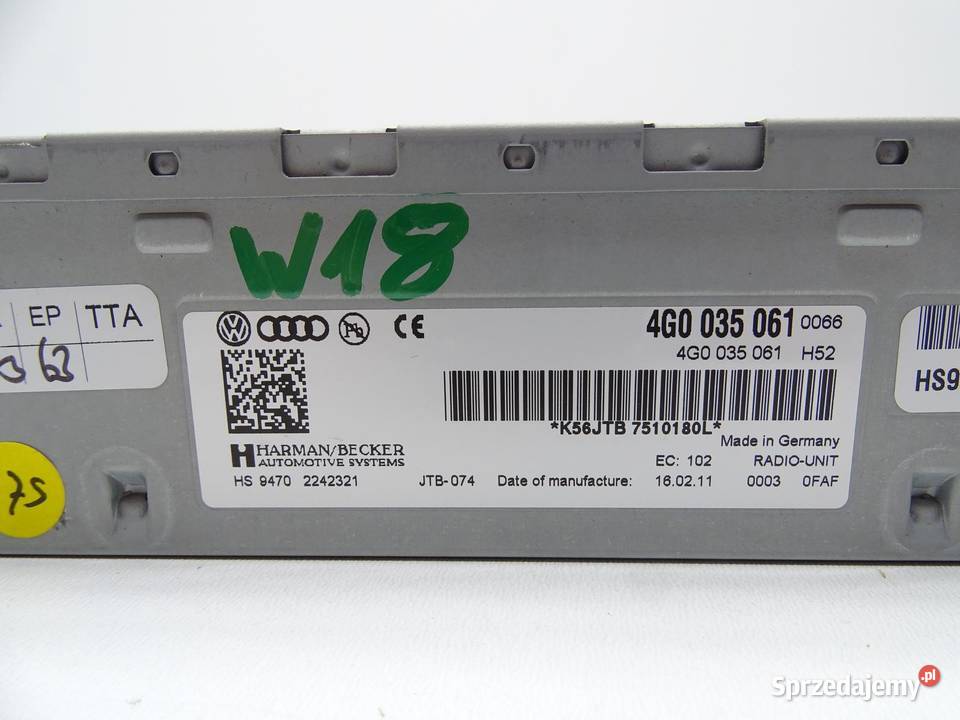 MODUŁ TUNER RADIA RADIOWY 4G0035061 AUDI A6 C7 osobowe