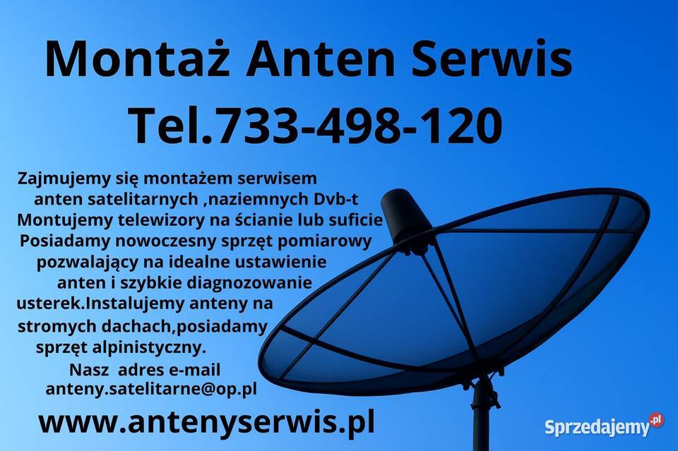 Montaż Serwis Ustawienie anten ,montaż telewizorów na ścianie Sosnowiec