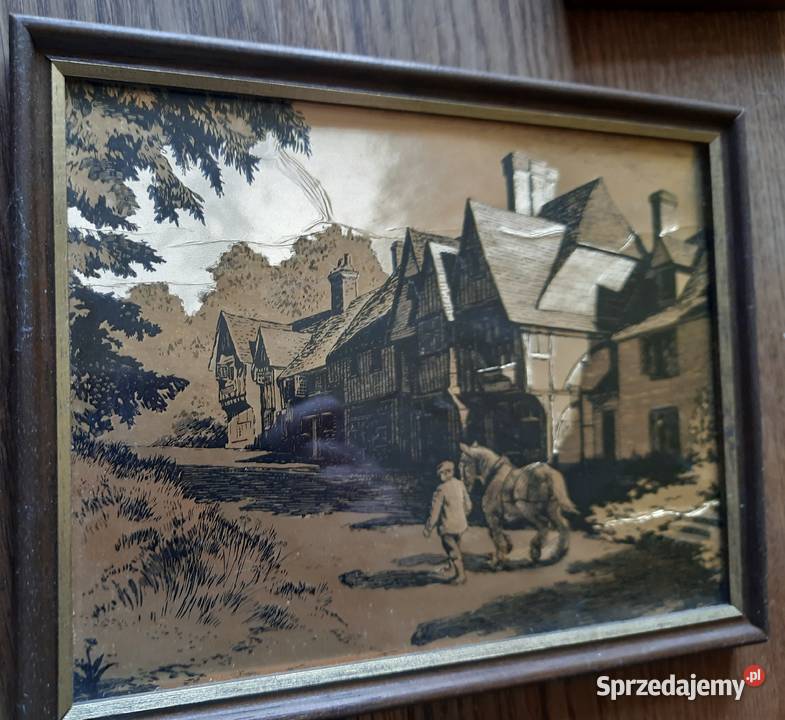 Obrazki zabytkowy wydruk na metalicznej folii warmińsko-mazurskie Morąg