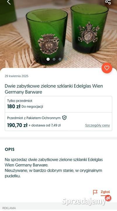 Edelglas Wien Germany Barwarezabytkowe zielone