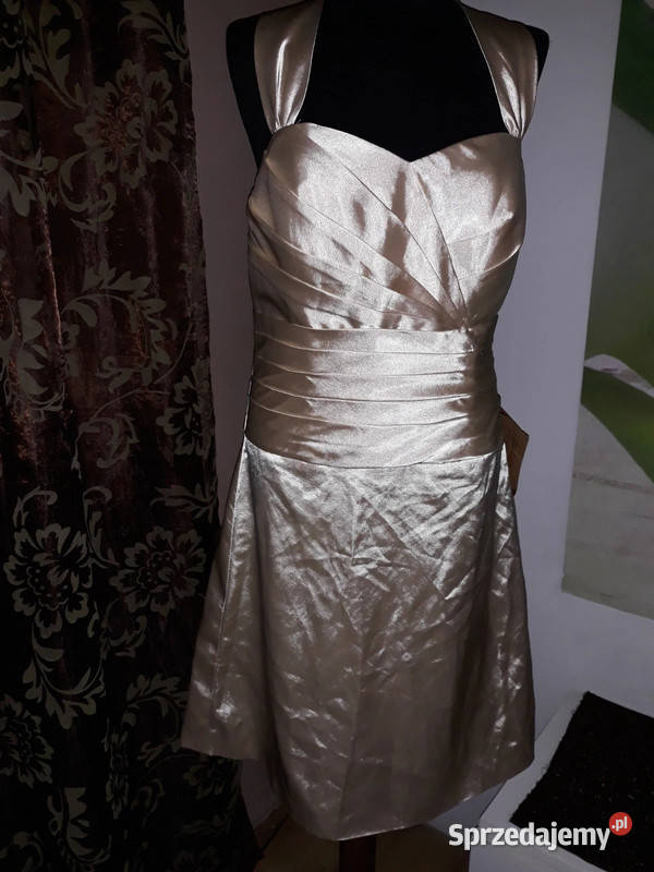 Złota satynowa sukienka śląskie Sosnowiec