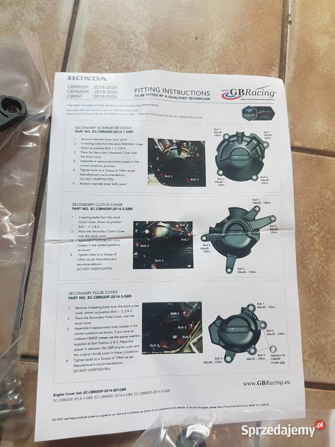 honda cbr 650 201420 oslony dekli silnika Pokrywy i osłony silnika Jędrzejów